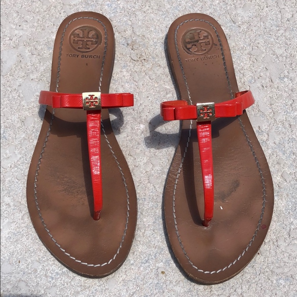 Tory Burch Orange Sandals Used 8.5